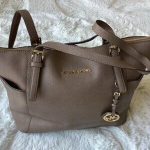 Michael Kors Jet Set Tote - Olive-Brown Saffiano Leather - Goldtone Hardware